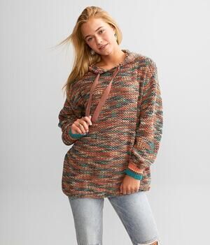 O'NEIL Multicolored Marled Knit Colorful Long Sleeve Hooded Baileigh Sweatshirt